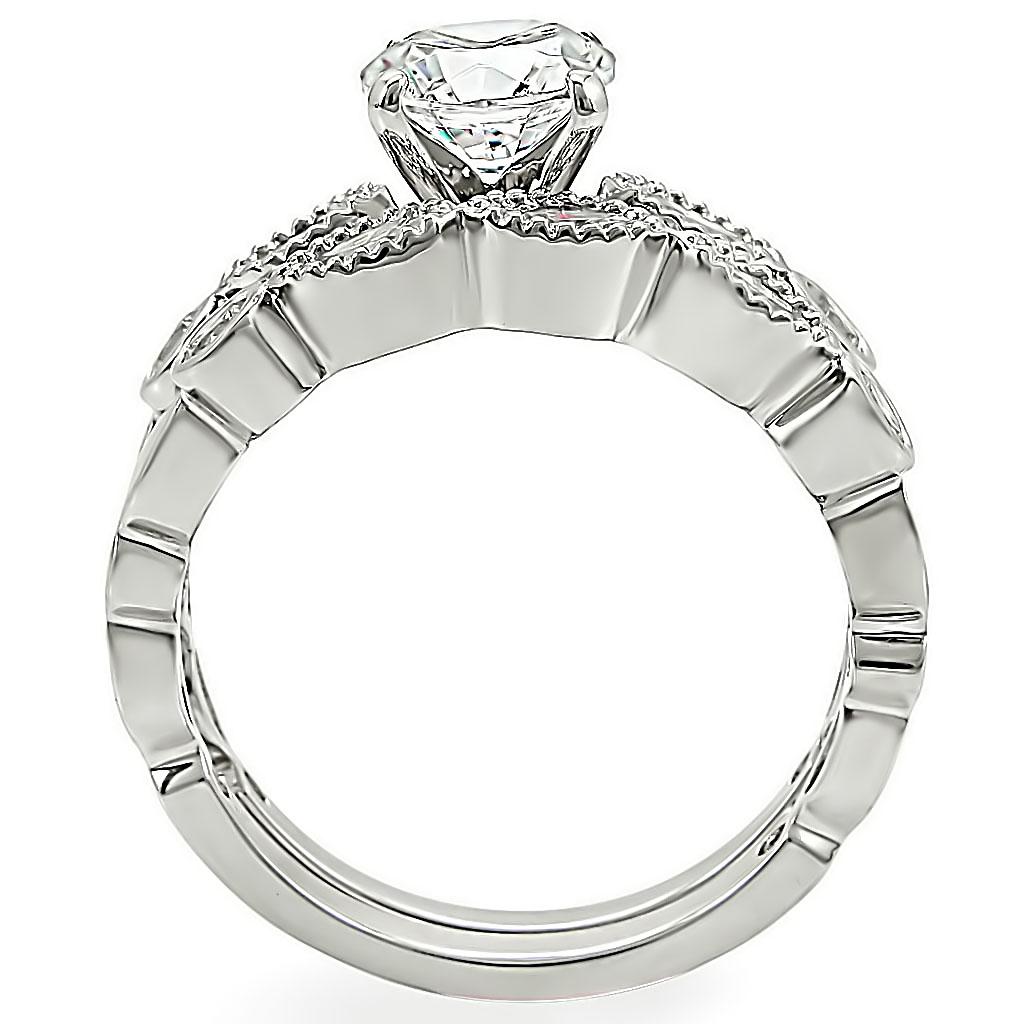 Rhodium Brass Ring with AAA Grade CZ  in Clear