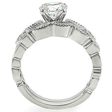 Rhodium Brass Ring with AAA Grade CZ  in Clear