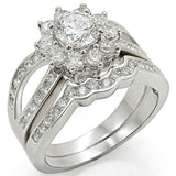 Rhodium Brass Ring with AAA Grade CZ  in Clear