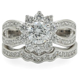 Rhodium Brass Ring with AAA Grade CZ  in Clear