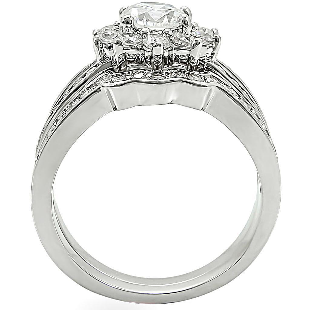 Rhodium Brass Ring with AAA Grade CZ  in Clear