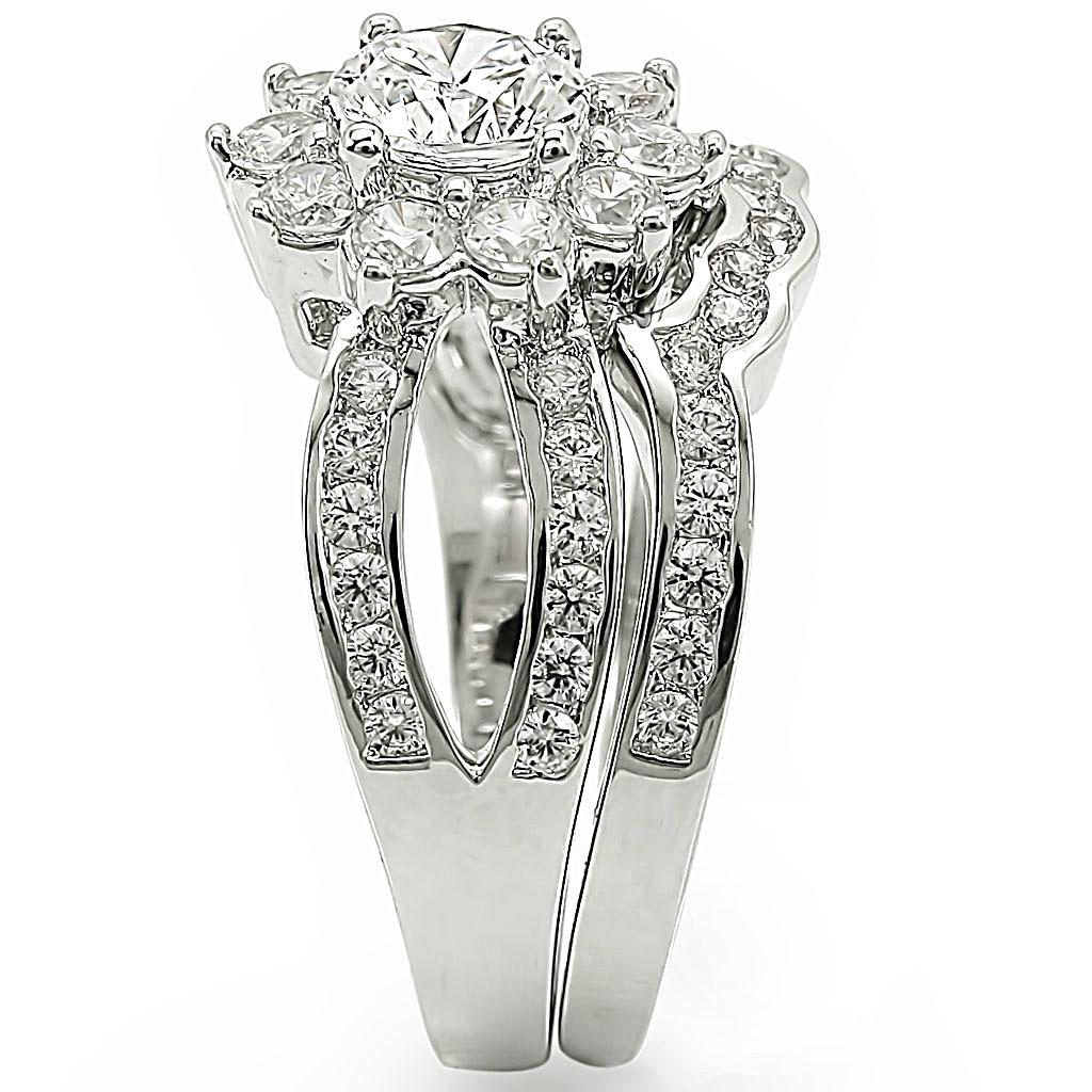 Rhodium Brass Ring with AAA Grade CZ  in Clear