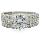 Rhodium Brass Ring with AAA Grade CZ  in Clear
