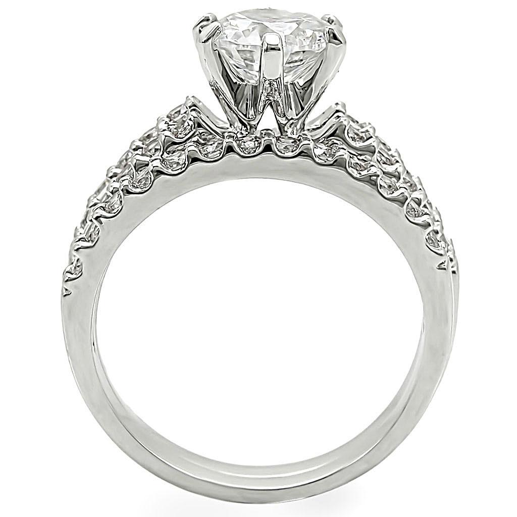 Rhodium Brass Ring with AAA Grade CZ  in Clear