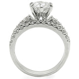 Rhodium Brass Ring with AAA Grade CZ  in Clear