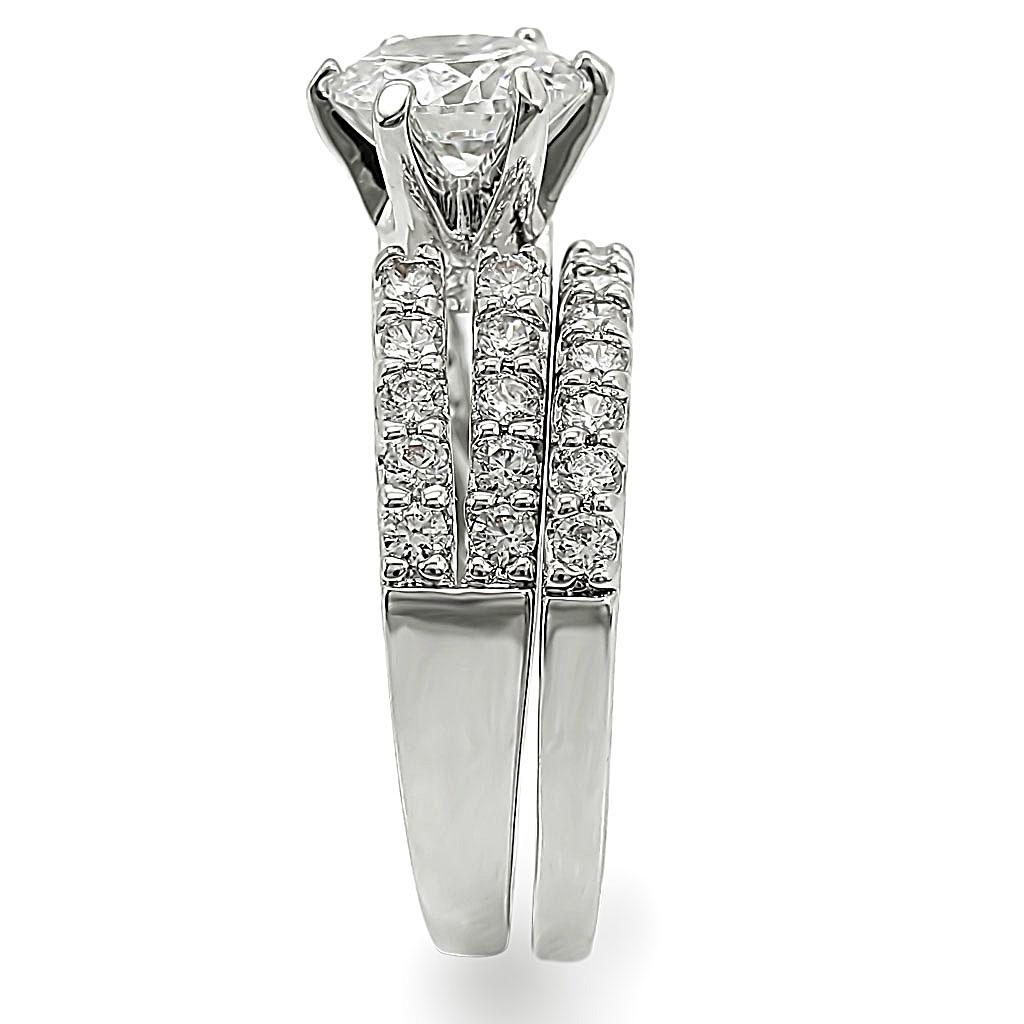 Rhodium Brass Ring with AAA Grade CZ  in Clear