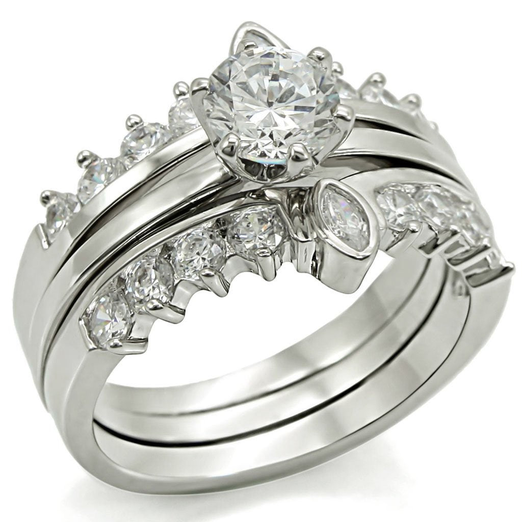 Rhodium Brass Ring with AAA Grade CZ  in Clear