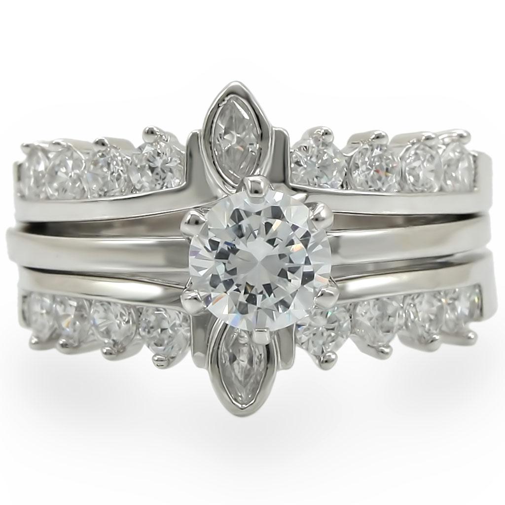 Rhodium Brass Ring with AAA Grade CZ  in Clear