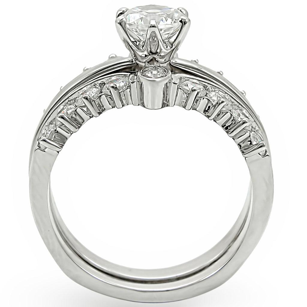 Rhodium Brass Ring with AAA Grade CZ  in Clear