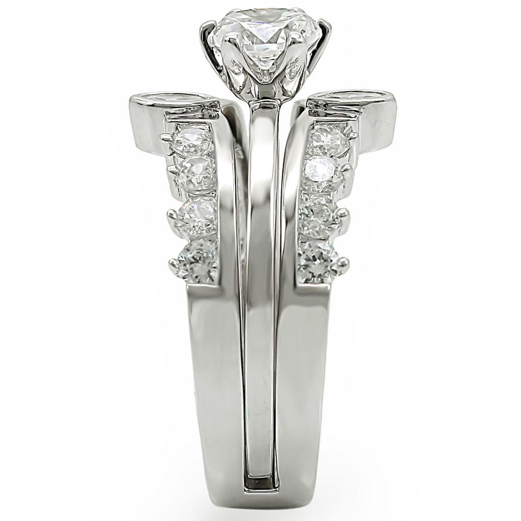 Rhodium Brass Ring with AAA Grade CZ  in Clear