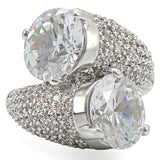 Rhodium Brass Ring with AAA Grade CZ  in Clear