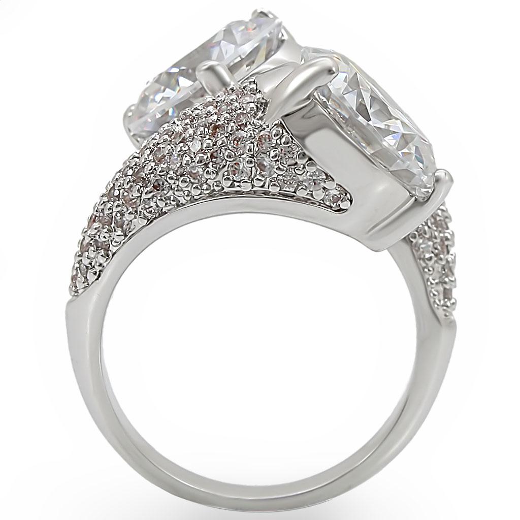 Rhodium Brass Ring with AAA Grade CZ  in Clear
