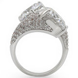 Rhodium Brass Ring with AAA Grade CZ  in Clear