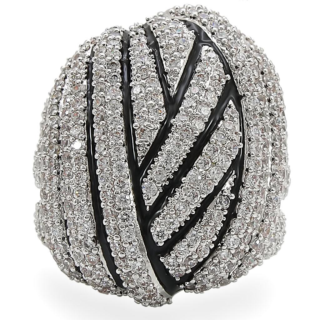 Rhodium Brass Ring with AAA Grade CZ  in Clear