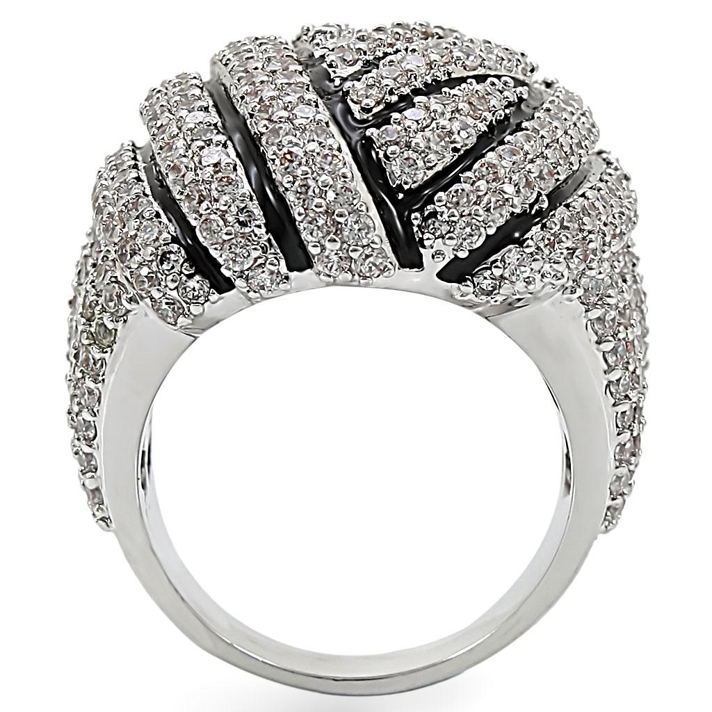 Rhodium Brass Ring with AAA Grade CZ  in Clear