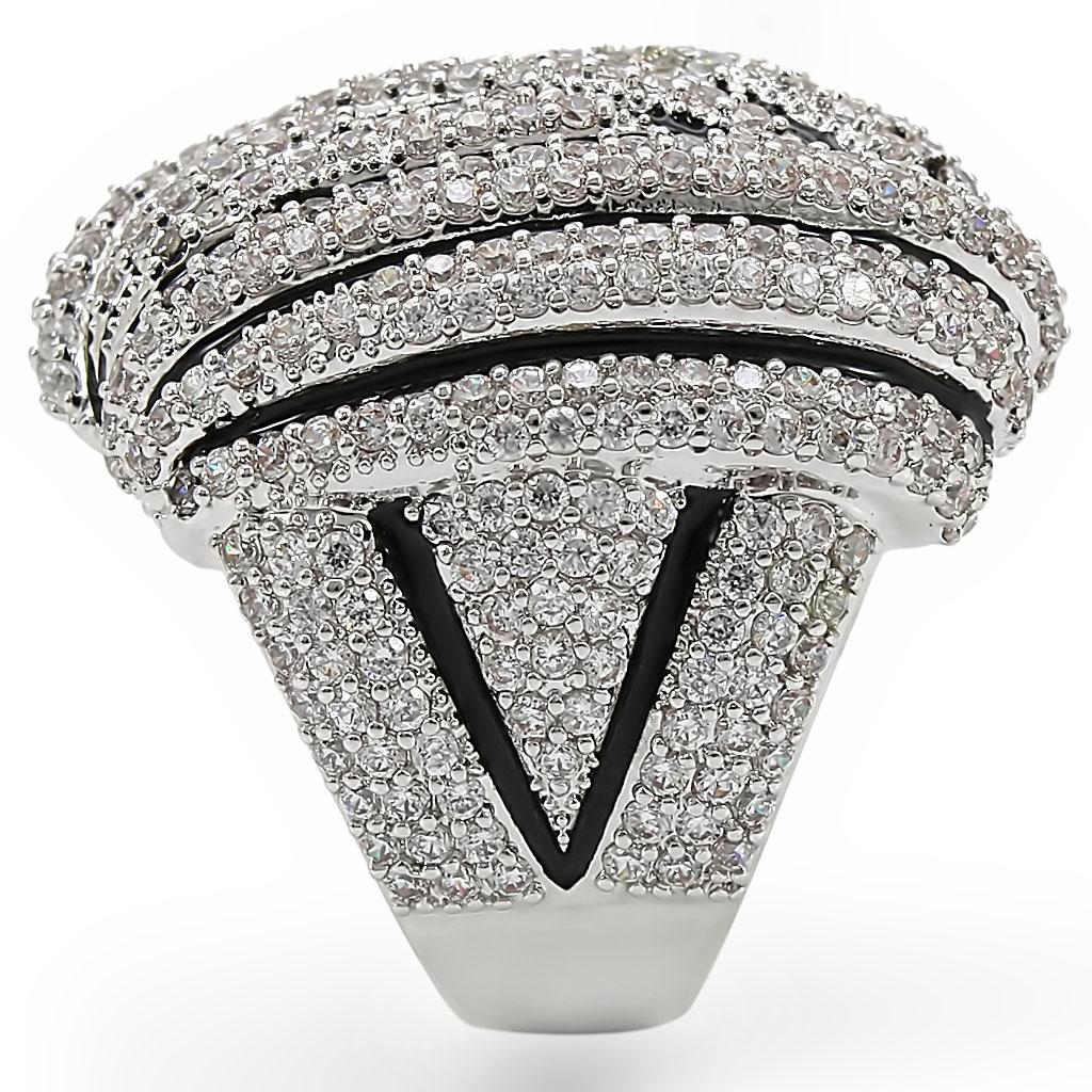 Rhodium Brass Ring with AAA Grade CZ  in Clear