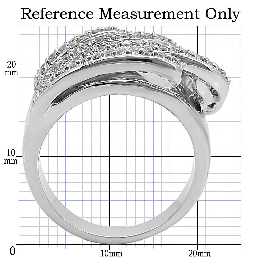 Rhodium Brass Ring with AAA Grade CZ  in Clear