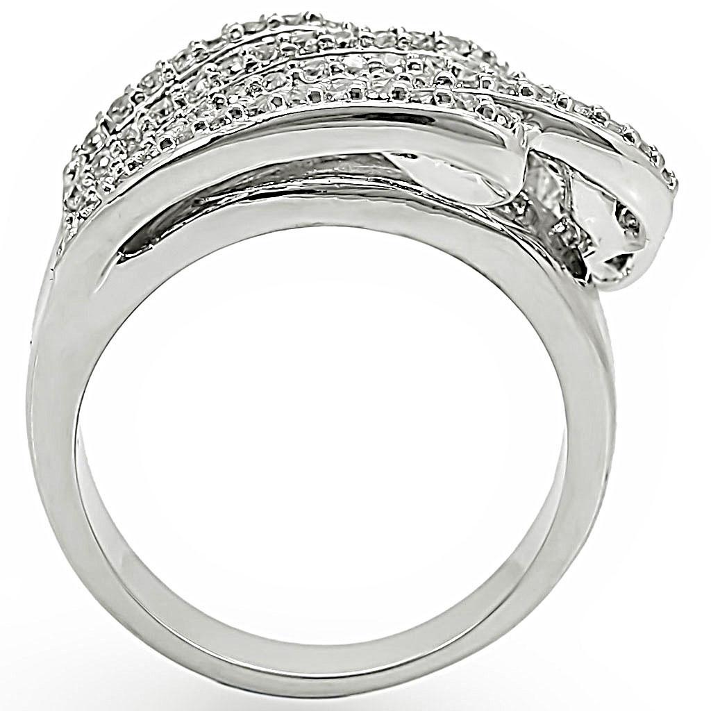 Rhodium Brass Ring with AAA Grade CZ  in Clear