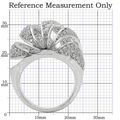 Rhodium Brass Ring with AAA Grade CZ  in Clear