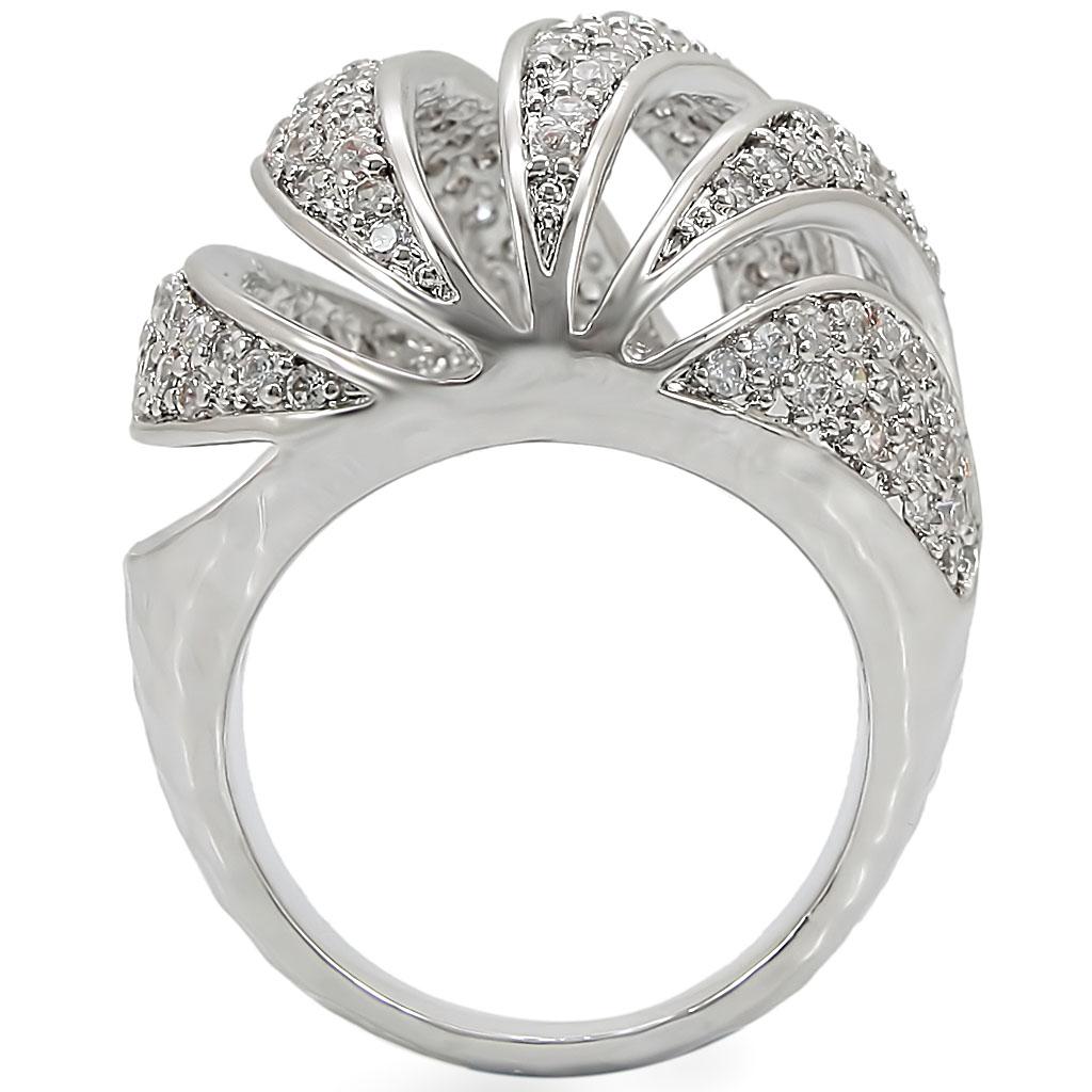 Rhodium Brass Ring with AAA Grade CZ  in Clear