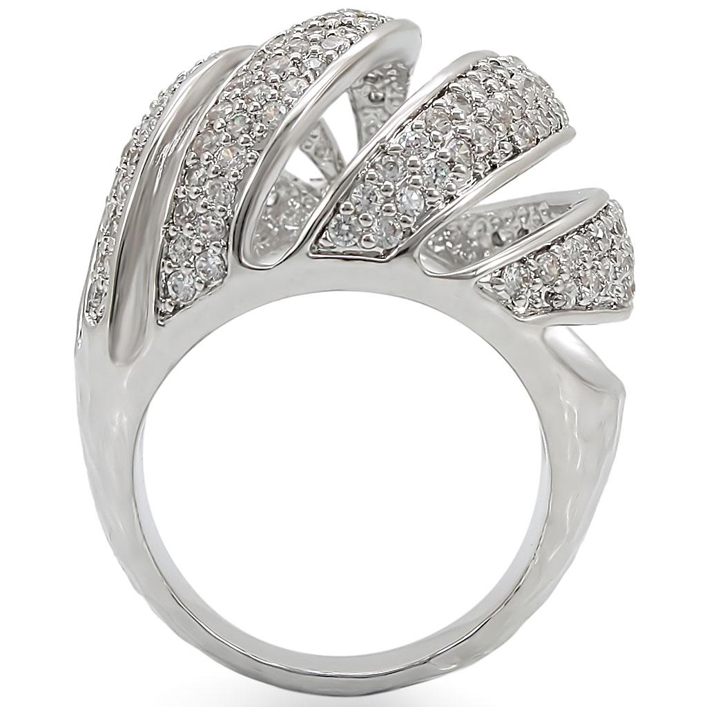Rhodium Brass Ring with AAA Grade CZ  in Clear