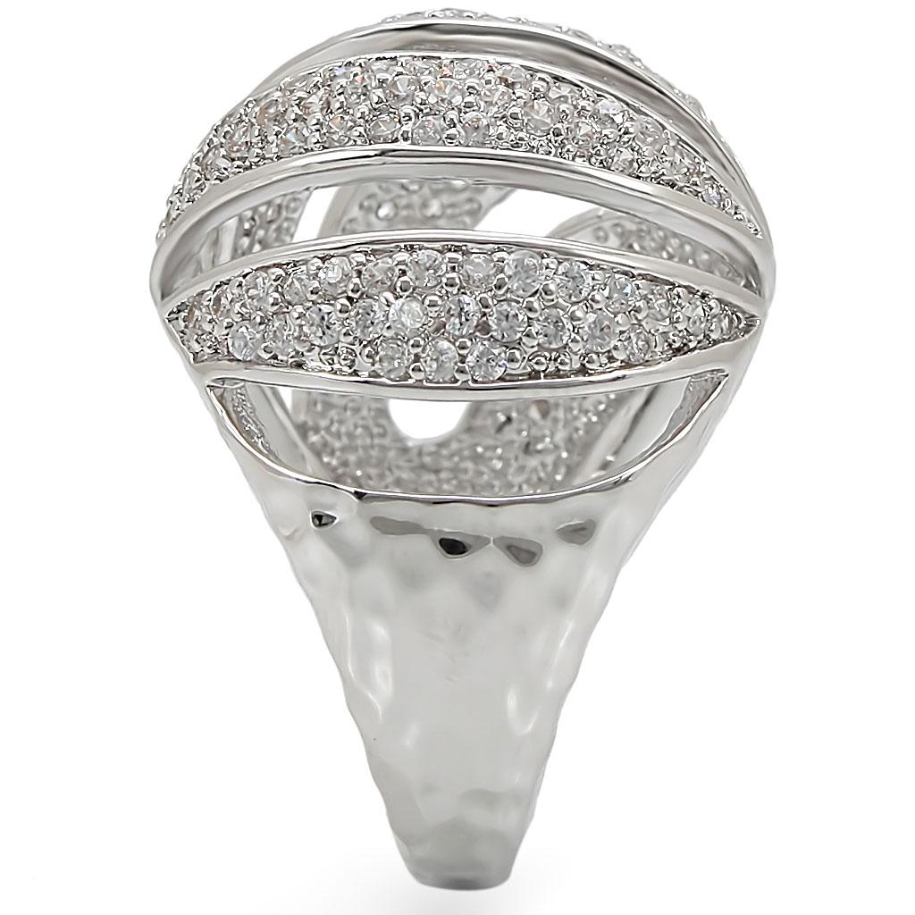 Rhodium Brass Ring with AAA Grade CZ  in Clear