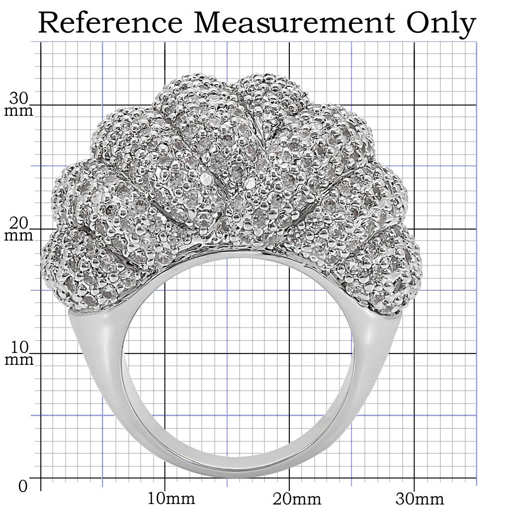 Rhodium Brass Ring with AAA Grade CZ  in Clear