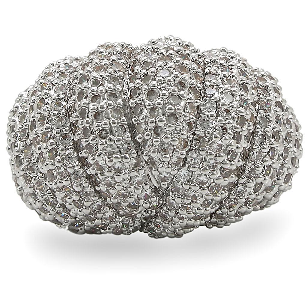 Rhodium Brass Ring with AAA Grade CZ  in Clear