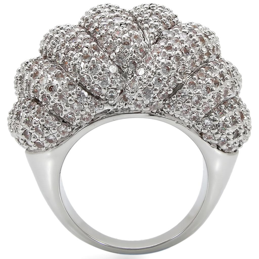 Rhodium Brass Ring with AAA Grade CZ  in Clear