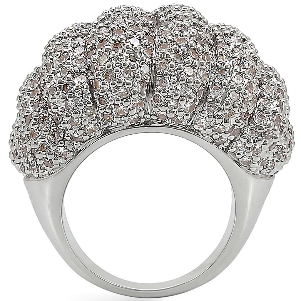Rhodium Brass Ring with AAA Grade CZ  in Clear