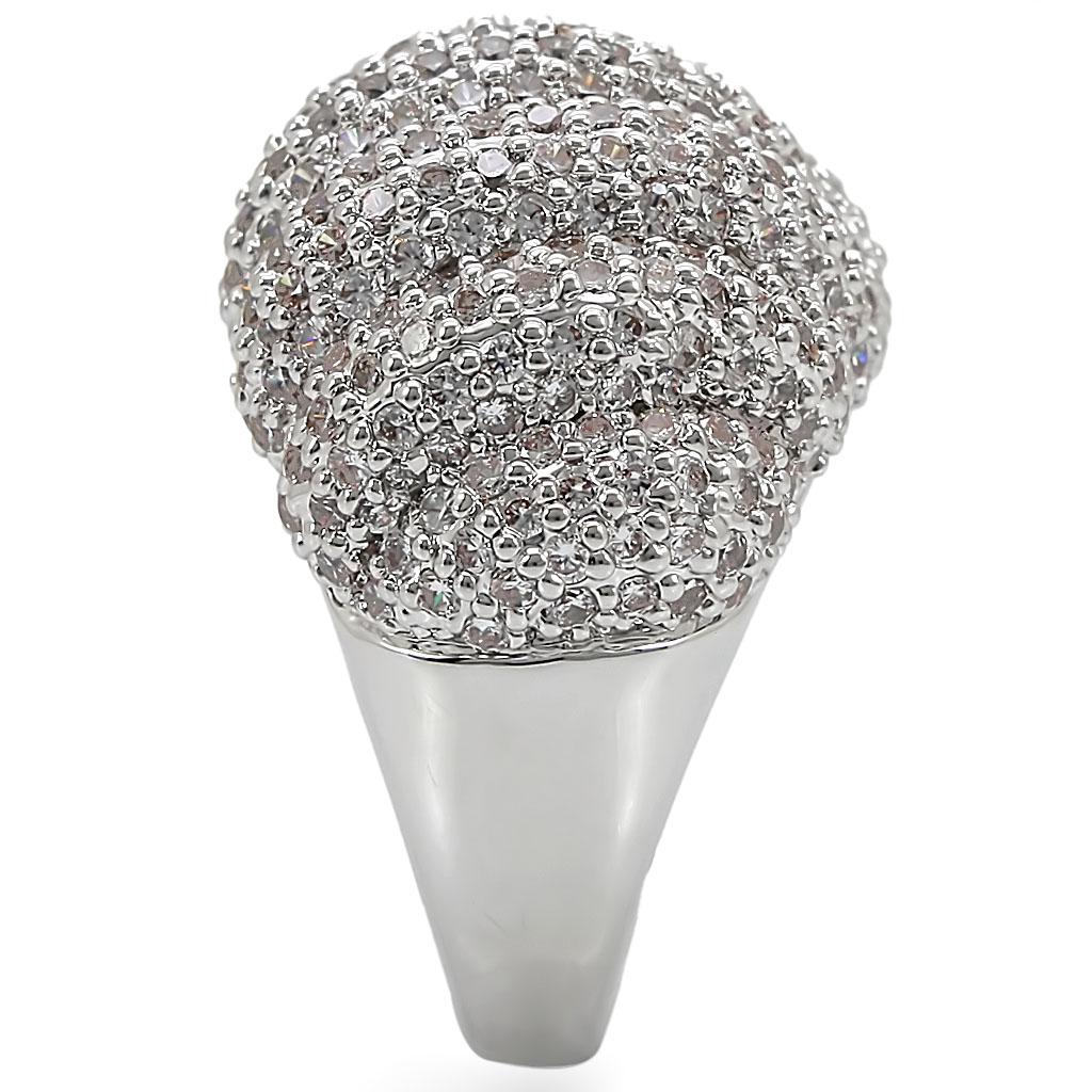Rhodium Brass Ring with AAA Grade CZ  in Clear