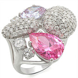 Rhodium Brass Ring with AAA Grade CZ  in Multi Color