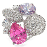 Rhodium Brass Ring with AAA Grade CZ  in Multi Color