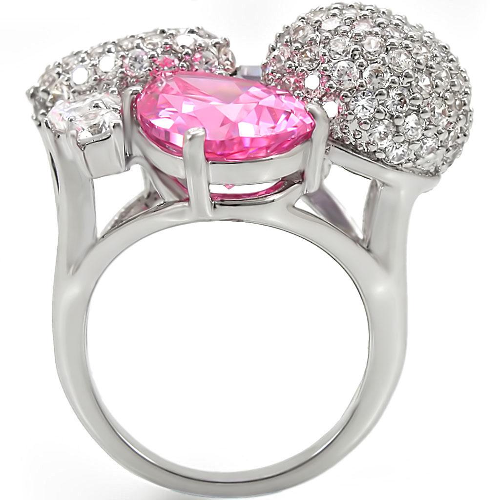 Rhodium Brass Ring with AAA Grade CZ  in Multi Color