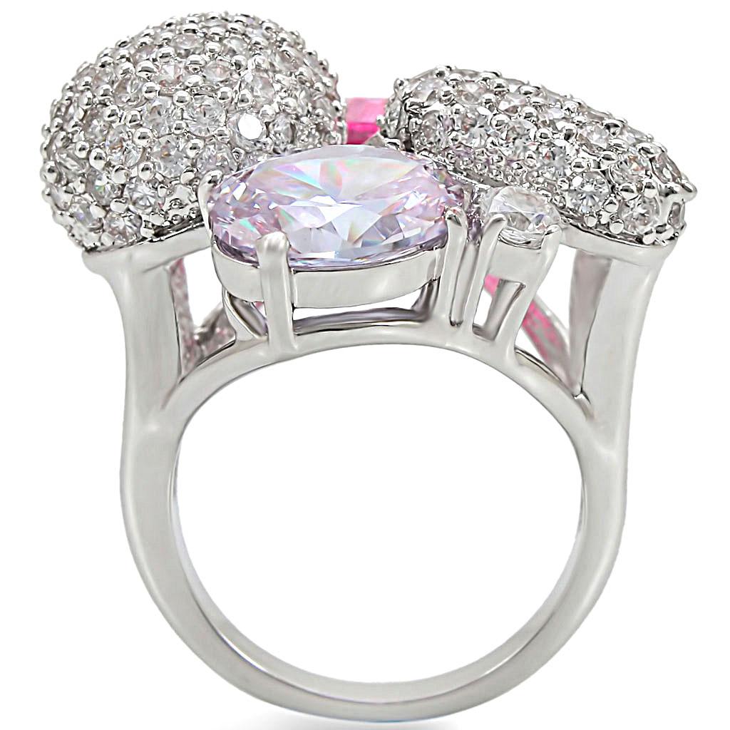 Rhodium Brass Ring with AAA Grade CZ  in Multi Color