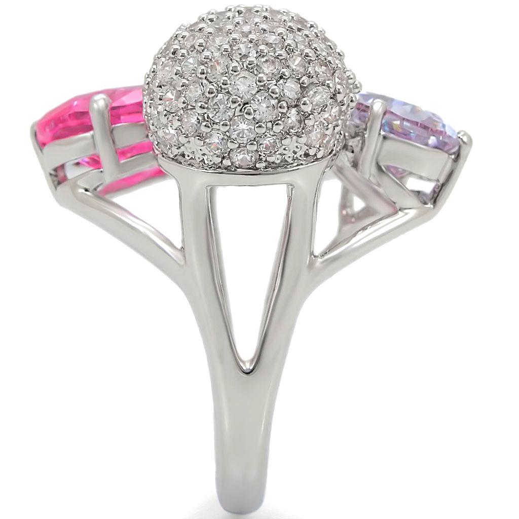 Rhodium Brass Ring with AAA Grade CZ  in Multi Color