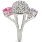 Rhodium Brass Ring with AAA Grade CZ  in Multi Color