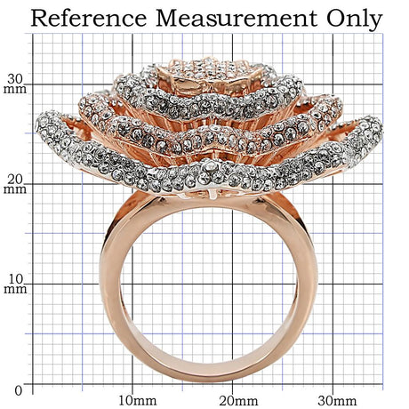 Rose Gold + Rhodium Brass Ring with Top Grade Crystal  in Clear