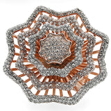 Rose Gold + Rhodium Brass Ring with Top Grade Crystal  in Clear