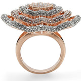 Rose Gold + Rhodium Brass Ring with Top Grade Crystal  in Clear