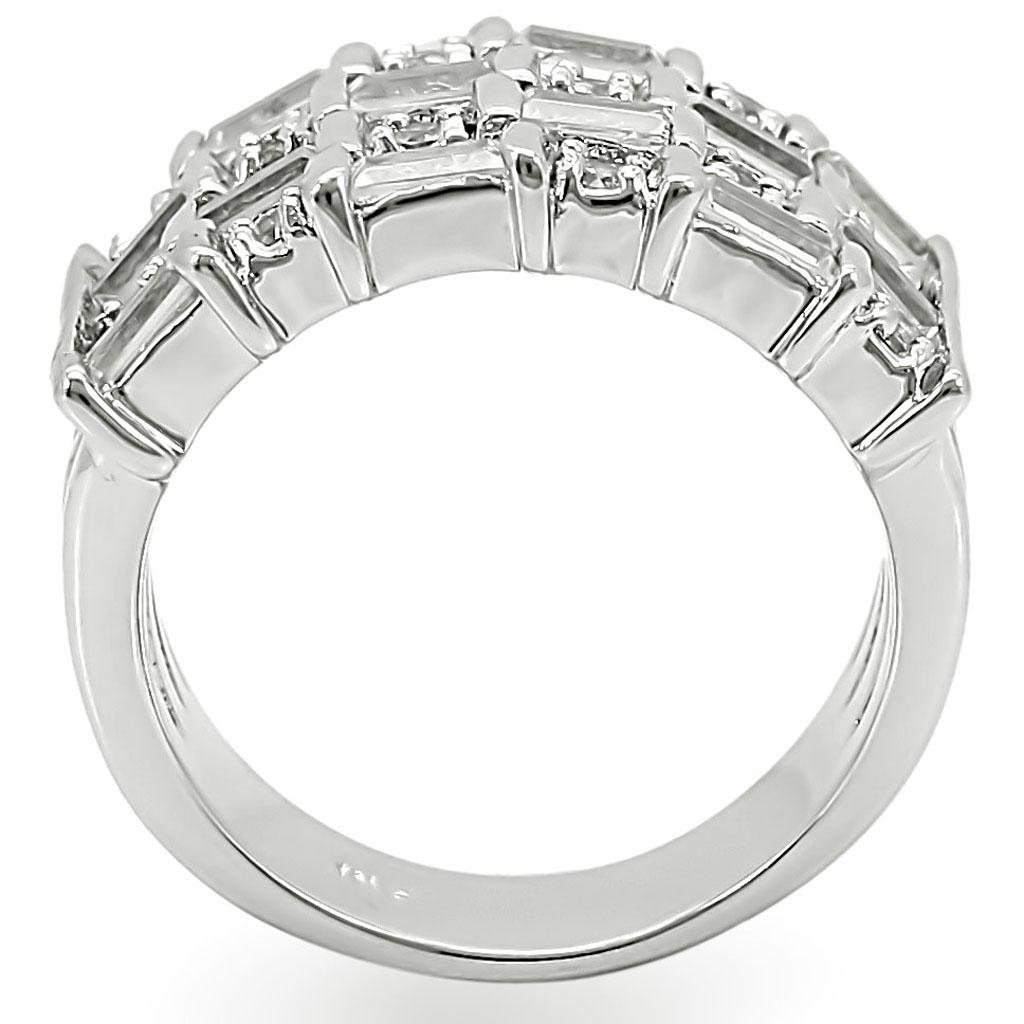 Rhodium Brass Ring with AAA Grade CZ  in Clear