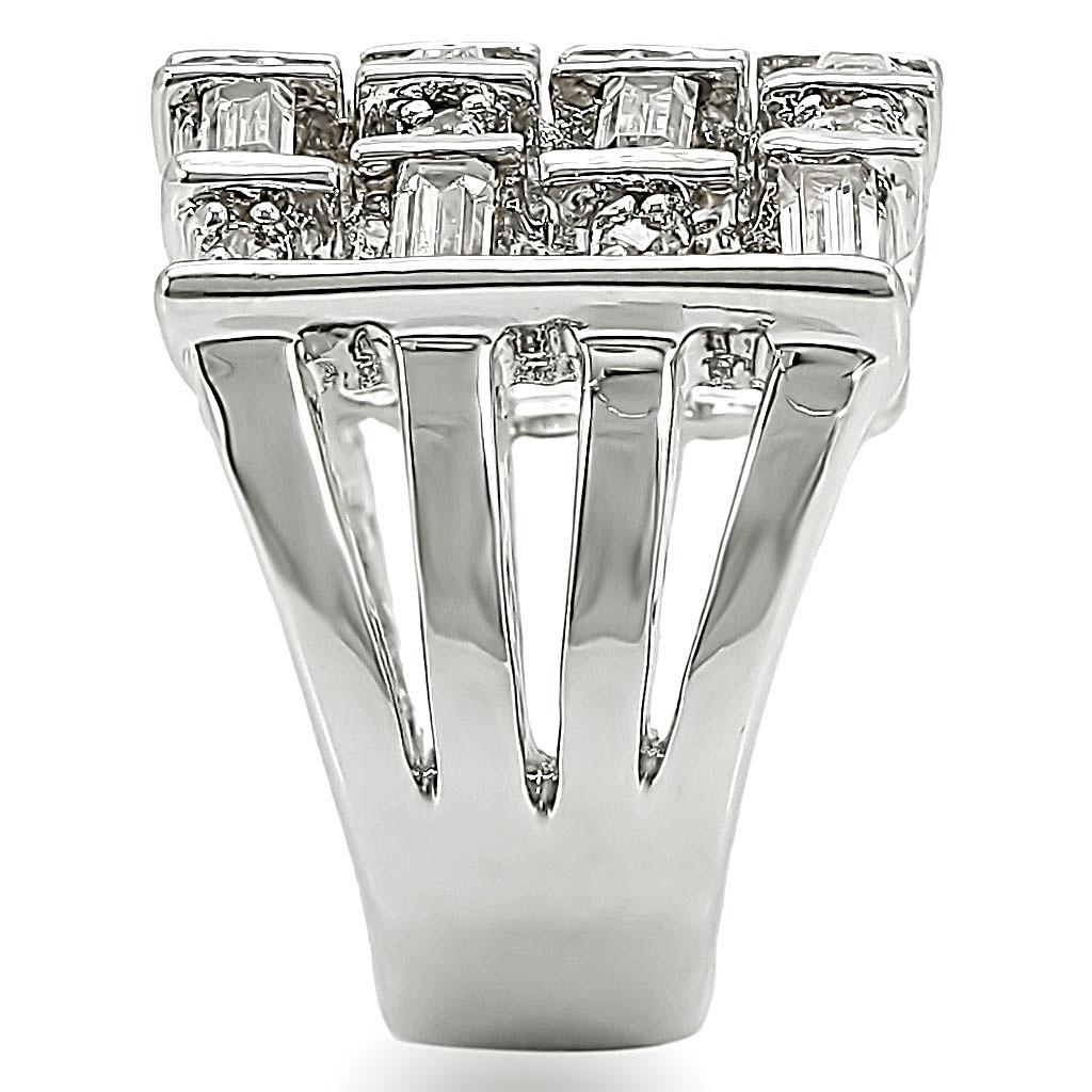 Rhodium Brass Ring with AAA Grade CZ  in Clear