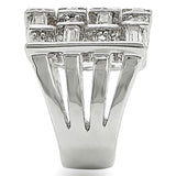 Rhodium Brass Ring with AAA Grade CZ  in Clear