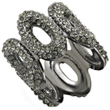 Ruthenium Brass Ring with Top Grade Crystal  in Black Diamond