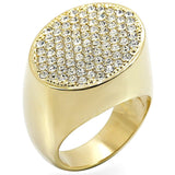 Gold Brass Ring with Top Grade Crystal  in Clear