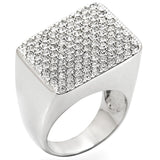 Rhodium Brass Ring with Top Grade Crystal  in Clear