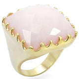 Gold Brass Ring with Synthetic Jade in Rose