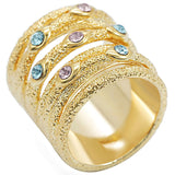 Gold Brass Ring with Top Grade Crystal  in Multi Color