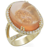 Gold Brass Ring with Synthetic Synthetic Glass in Champagne