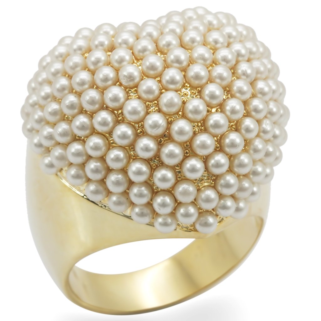 Gold Brass Ring with Synthetic  in Citrine Yellow